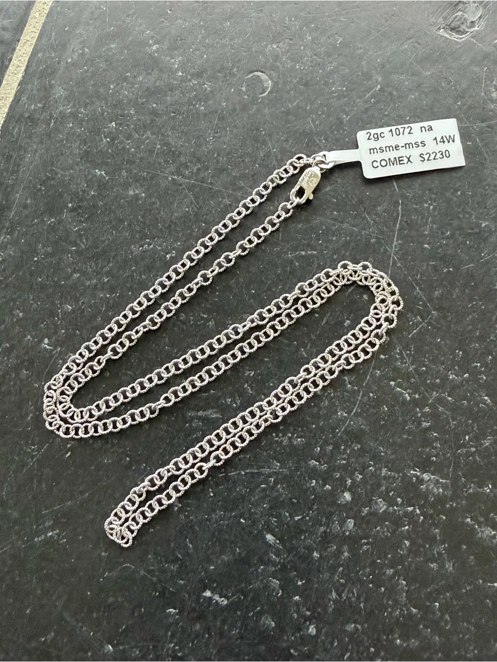 14K White Gold Double-Round Link Necklace - 20” long