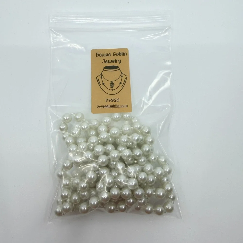 Vintage‎ Faux Pearl Necklace Double Strand Cream Beaded Statement Retro Y2K 90s