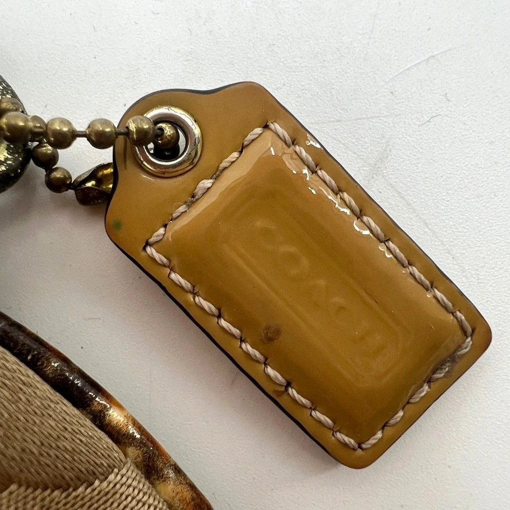 Coach Madison Signature Wristlet Snakeskin Accents Beige Hangtag Vintage