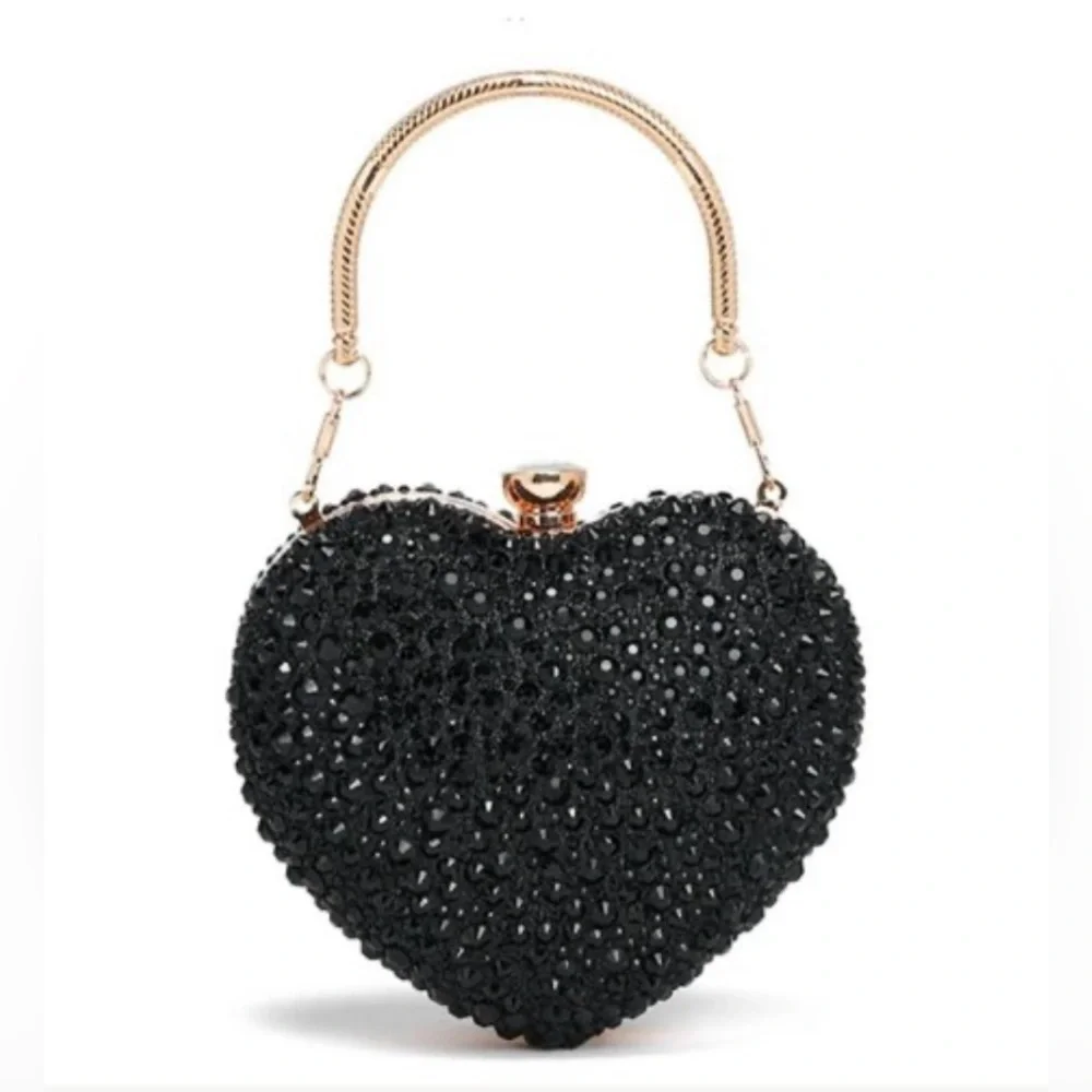 Ramla Heart Shaped Crystal Clutch Crossbody