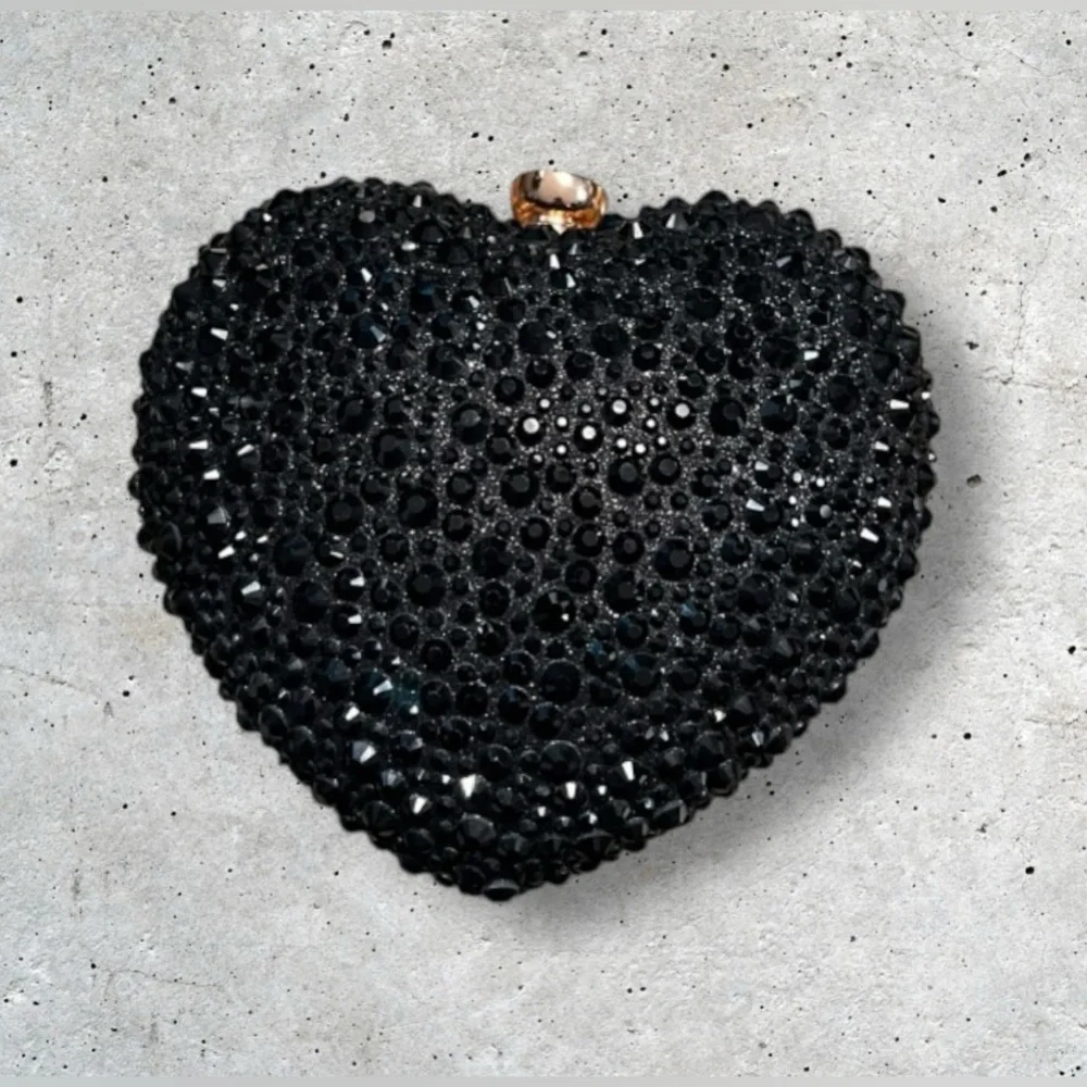 Ramla Heart Shaped Crystal Clutch Crossbody