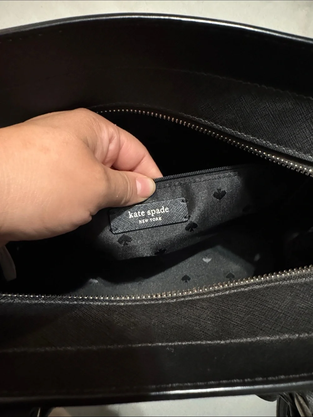kate spade Black Leather Structured Top-Handle Satchel with Strap