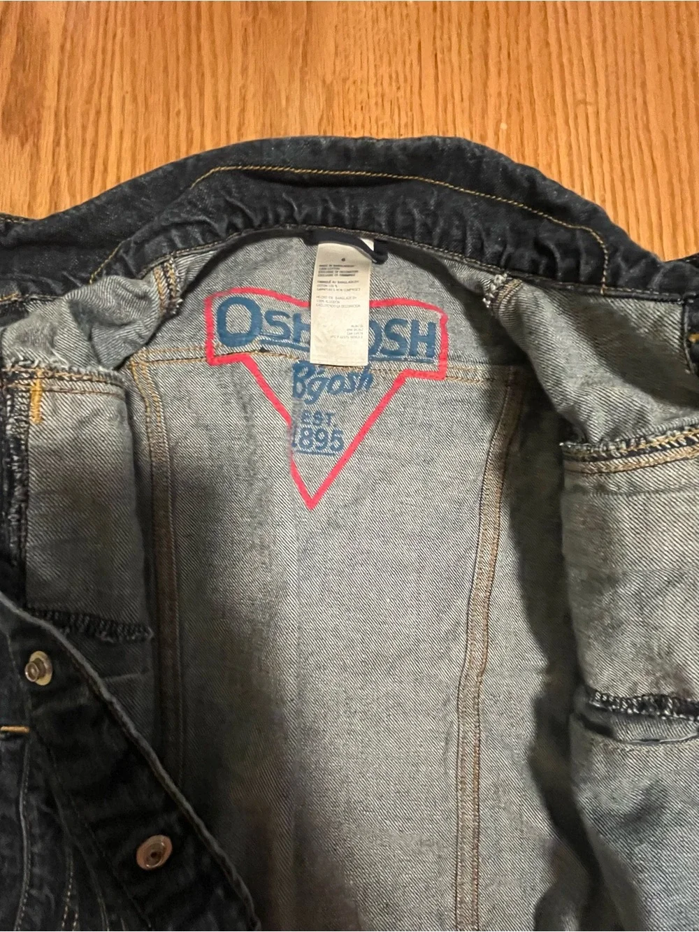 OshKosh B'Gosh Jacket Boys 6 Youth Blue Denim Trucker Dark Wash Button Front