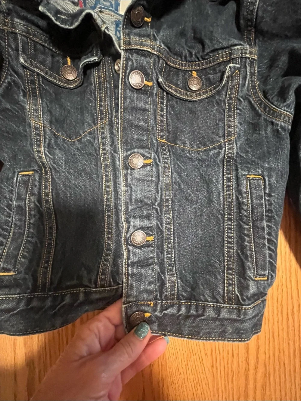 OshKosh B'Gosh Jacket Boys 6 Youth Blue Denim Trucker Dark Wash Button Front