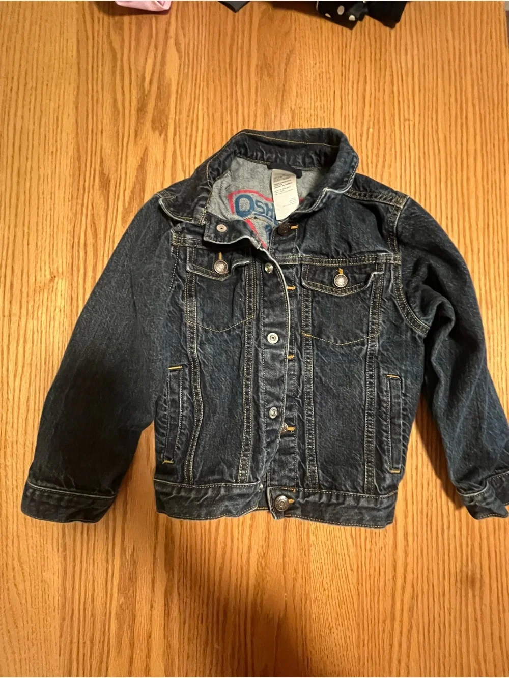 OshKosh B'Gosh Jacket Boys 6 Youth Blue Denim Trucker Dark Wash Button Front