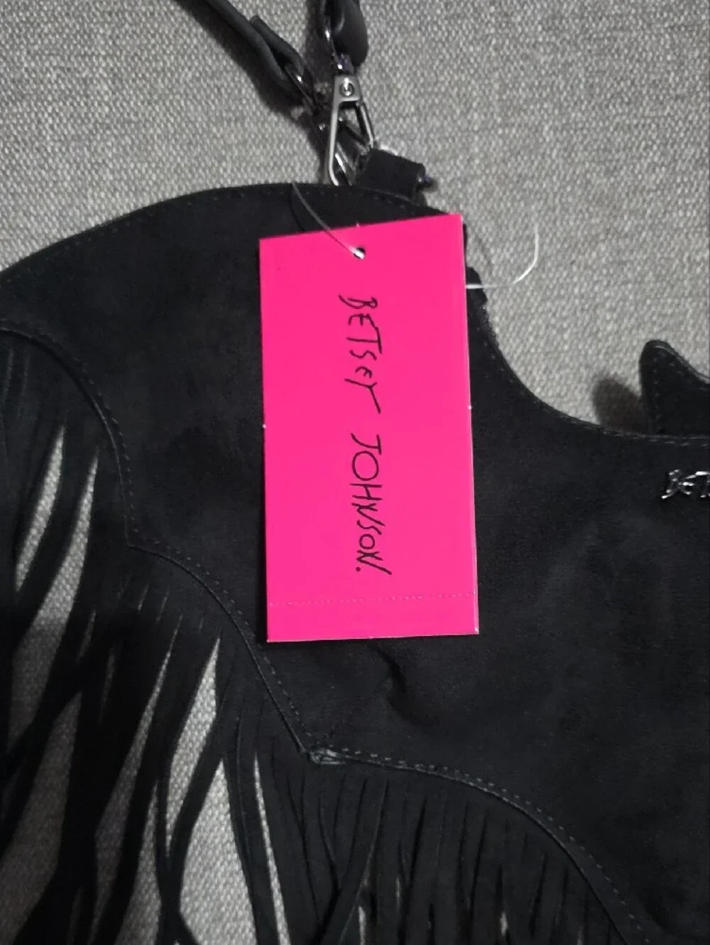 Betsey Johnson Black Bat Fringe Purse NWT