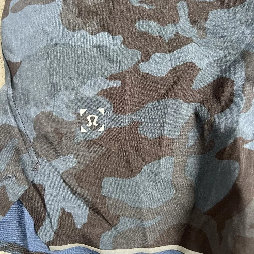 Lululemon Blue Black Camo Lined Training Shorts Men's-Size S