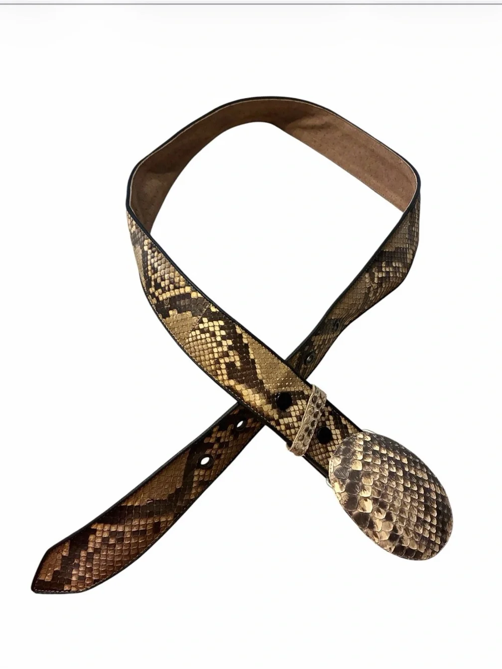 Vintage Authentic Python Snakeskin Leather Back Reptile Belt Western Cowboy