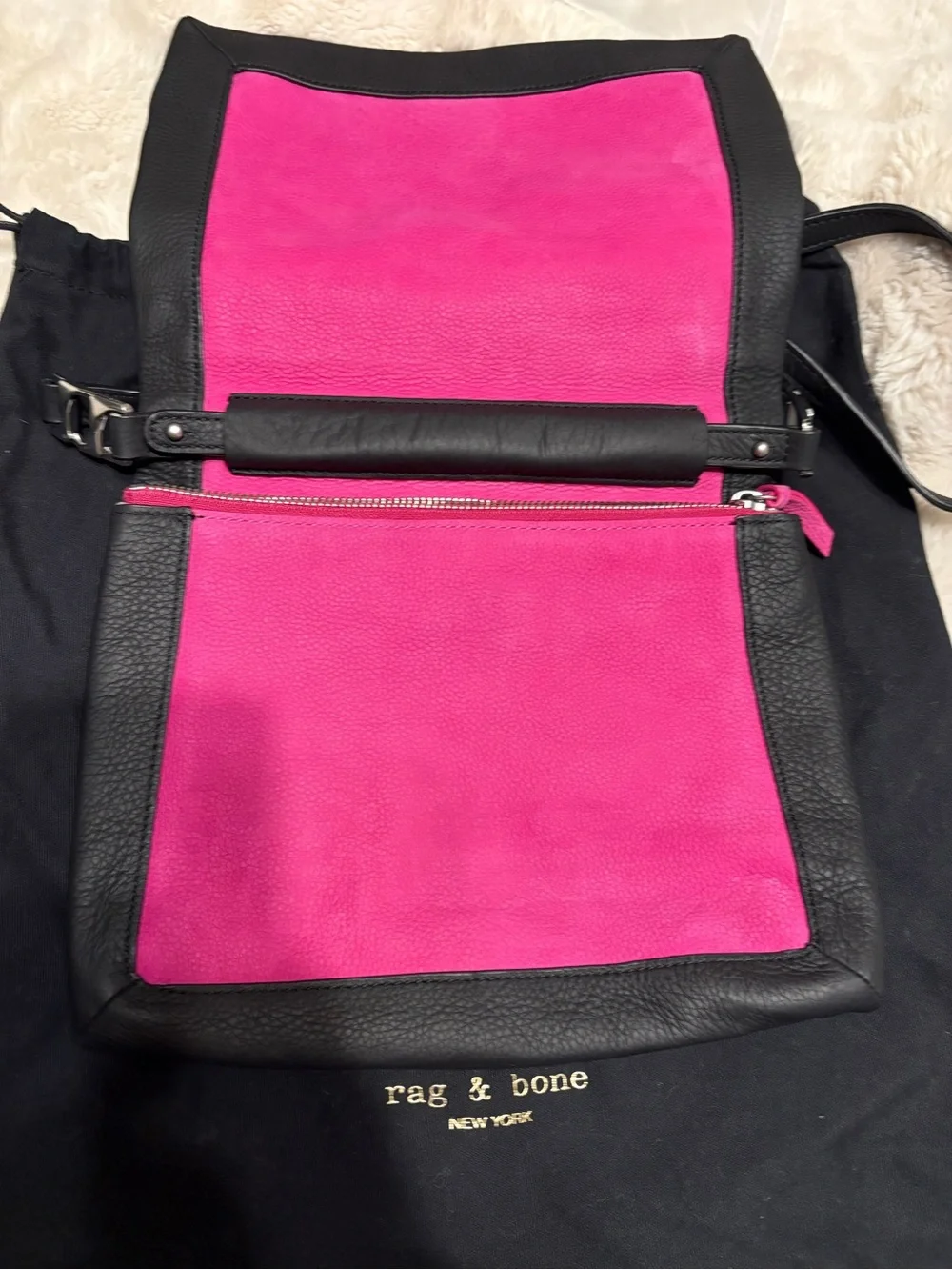 rag & bone Hot Pink and Black Leather Crossbody