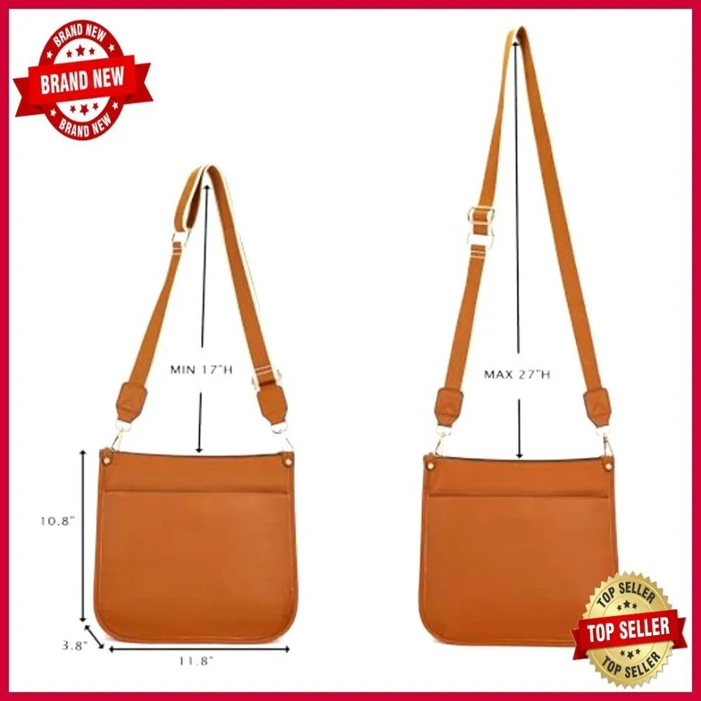 Vegan Leather Crossbody Bag Set with Wallet, Adjustable Strap, Multiple Pockets