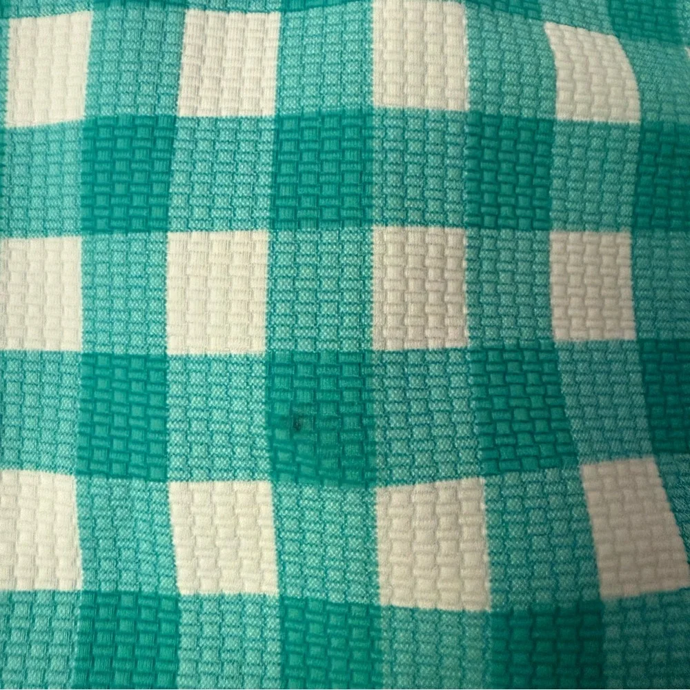 MARYSIA bumby kids girls teal aqua‎ white gingham scalloped one piece swimsuit