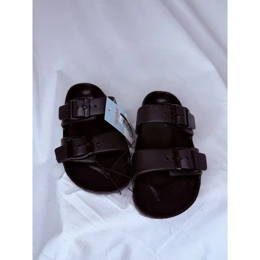 Kids' Noa Blown Footbed Sandals Cat & Jack Black Kids 13 NWT