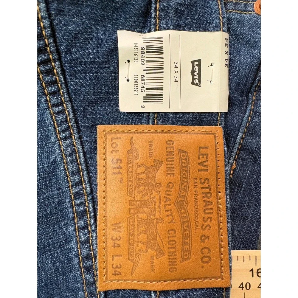 Levis 511 Slim Fit Jeans Mens Size 34 X 34 Blue Dark Wash NEW