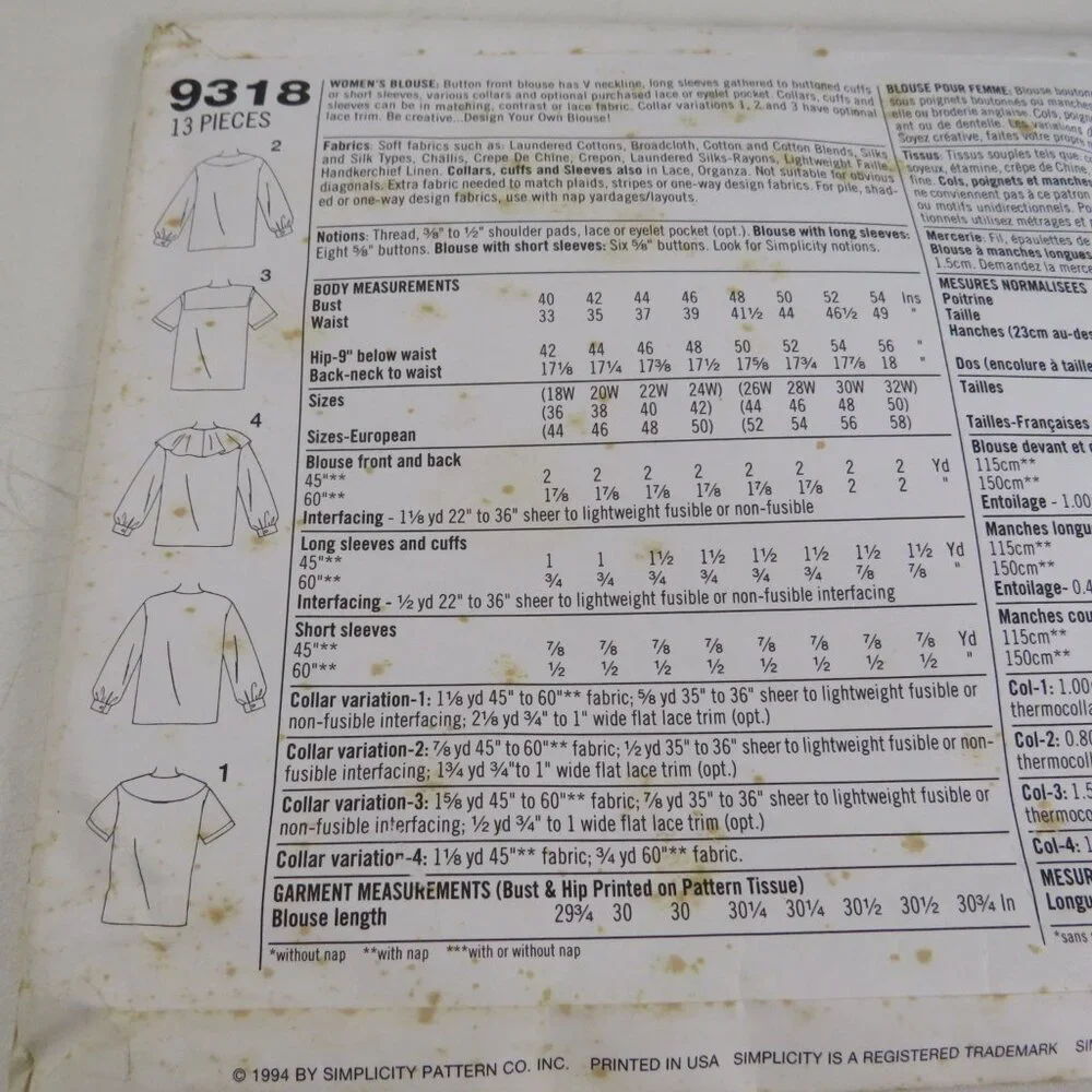 Simplicity 9318 sewing