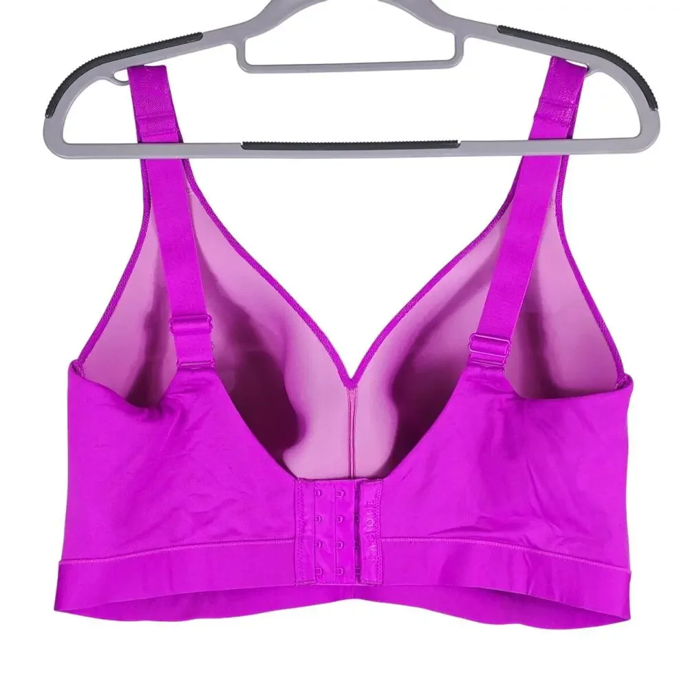 Cacique Lightly Lined No-Wire Pink Floral Lace Overlay Women's Bra 40H