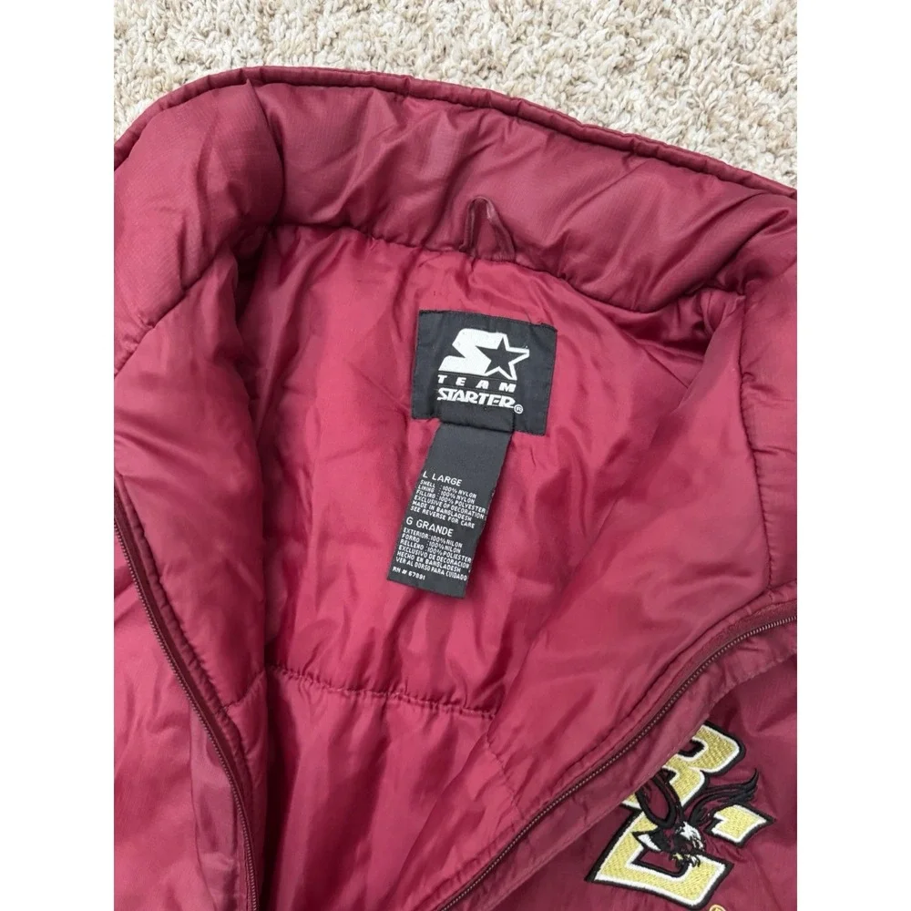 Vintage 90s Starter Boston College Eagles Men's L Hooded Puffer Jacket