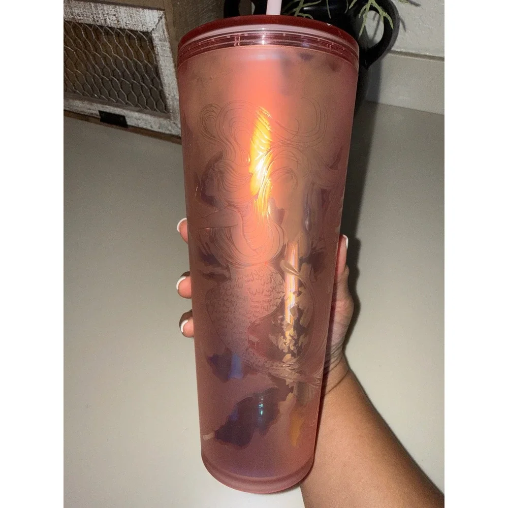 Starbucks Siren Mermaid Iridescent Rose Gold Venti 24oz Cold Cup Tumbler Pink