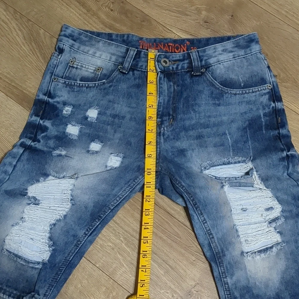 Trillnation denim distressed shorts mens size  30