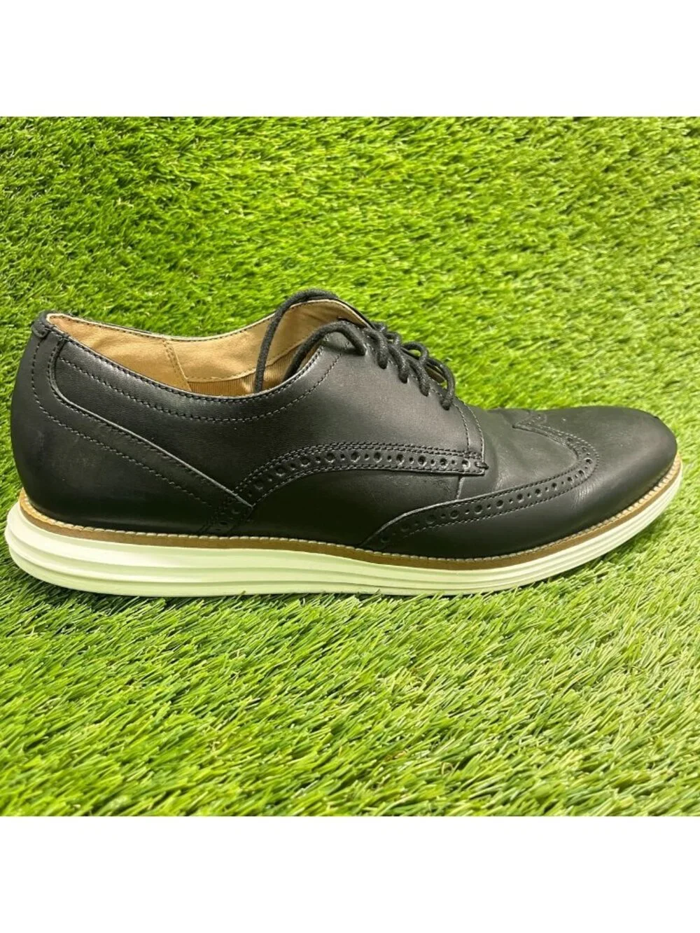Cole Haan OriginalGrand Mens Size 13 Black Classic Lace Up Wingtip Oxford Shoes