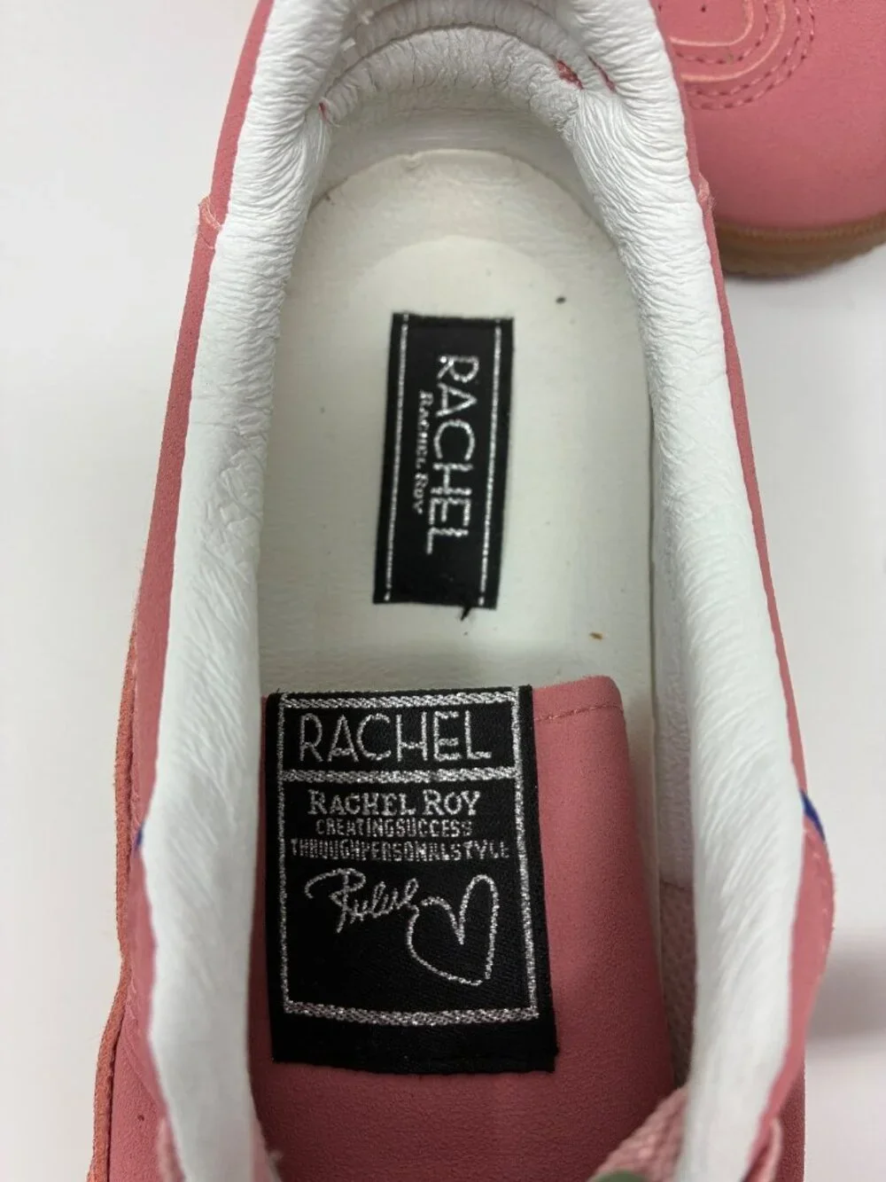 Rachel Roy Pink Retro Low Top Sneakers Women’s Gum Sole Blue Trim Lace Up Shoes