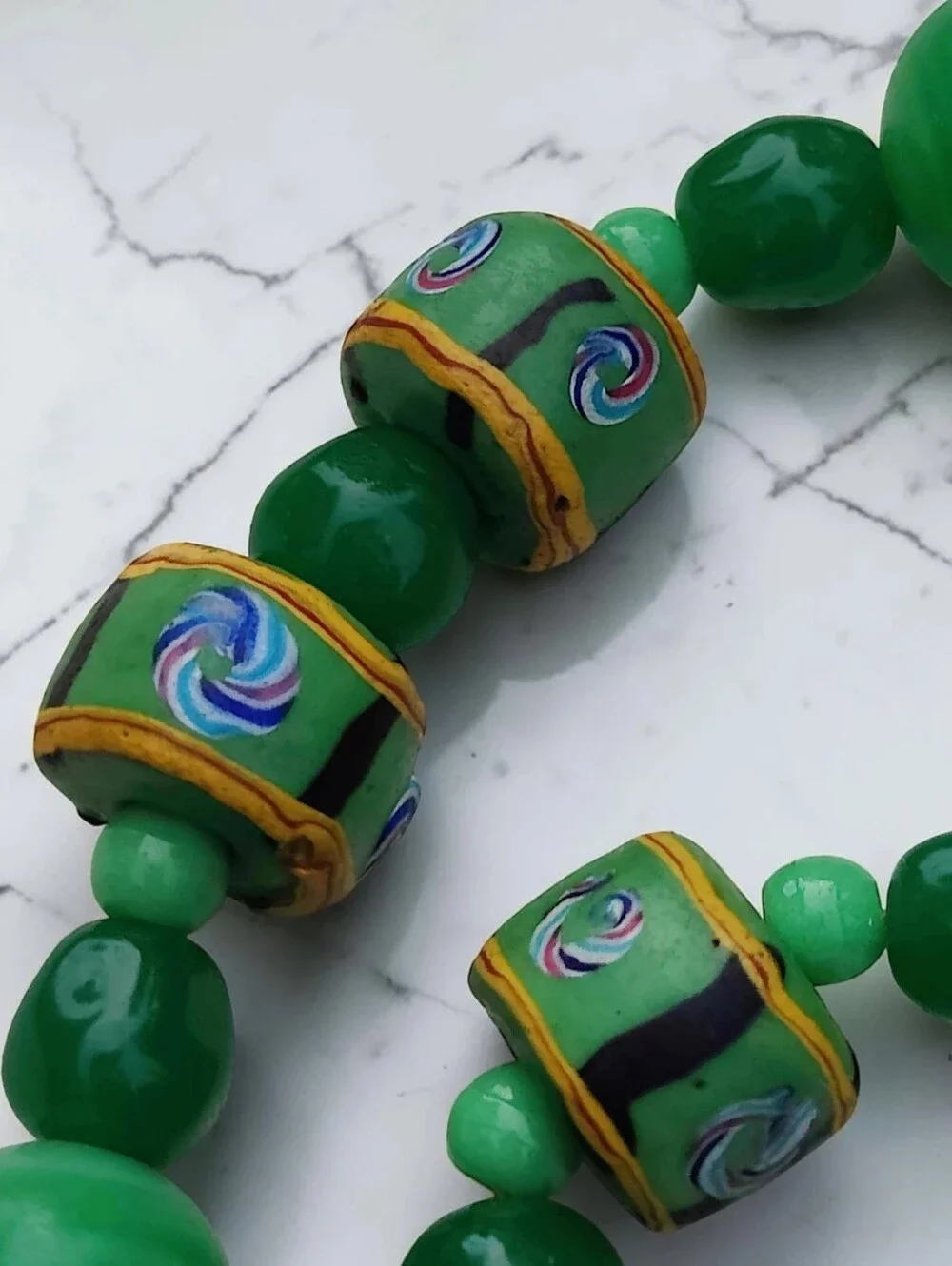 Antique African Trade Beads And  Art Glass Necklace