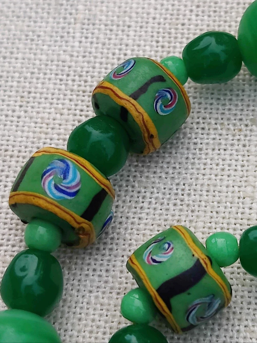 Antique African Trade Beads And  Art Glass Necklace