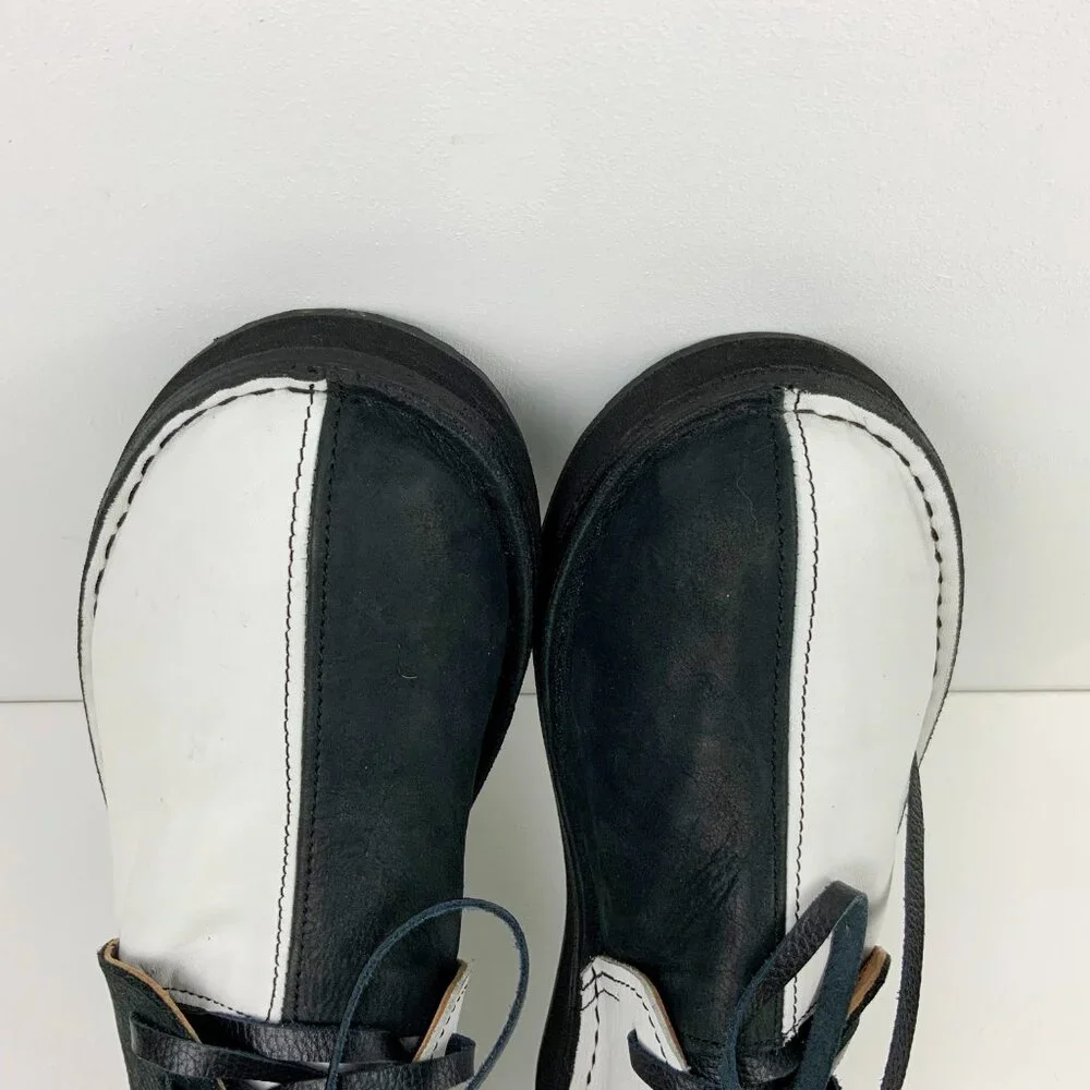 Bread & Butter Men's Leather Black/White Split Toe Chukka Boots Italy Sz 8 - 8.5