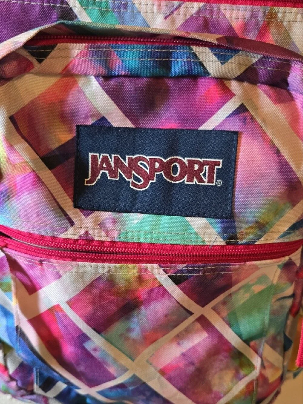 Jansport Pink Multi Geometric Print Backpack