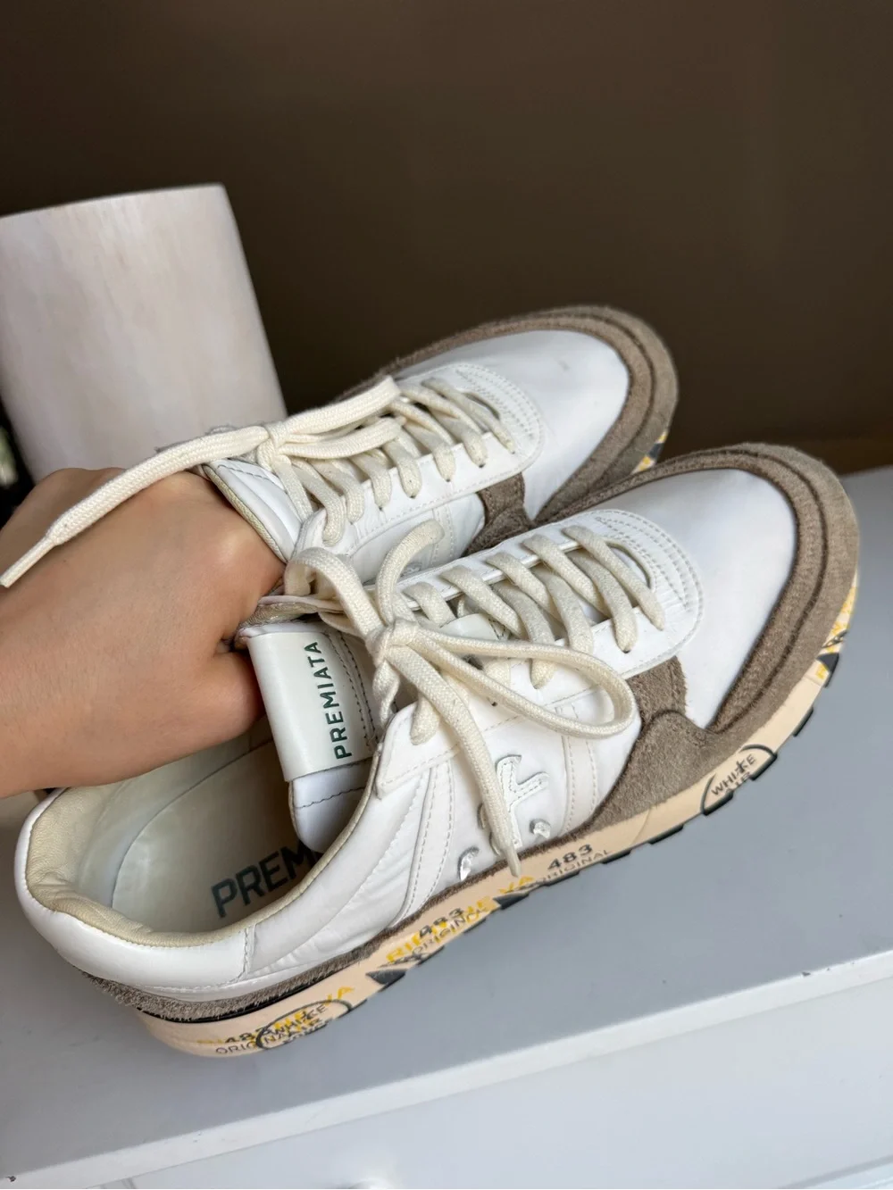 Premiata white taupe