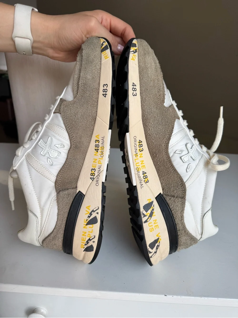 Premiata white taupe
