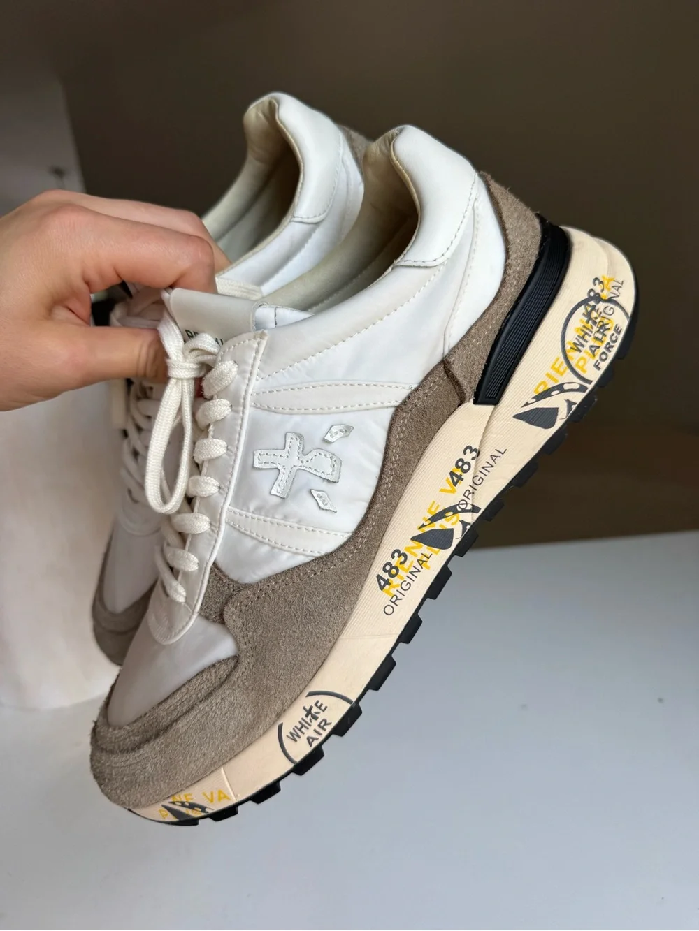 Premiata white taupe