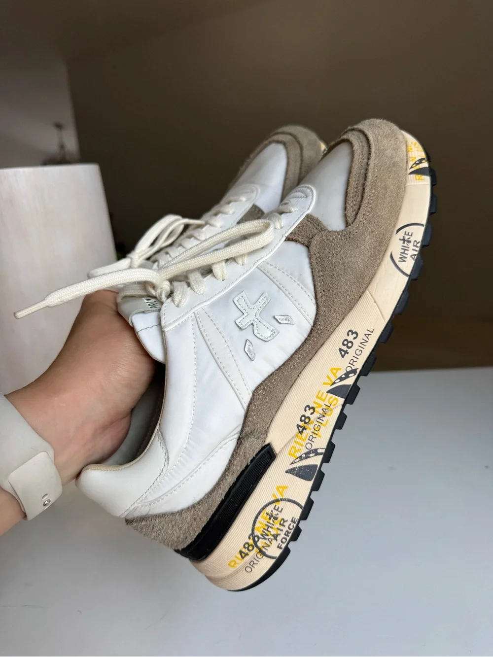 Premiata white taupe