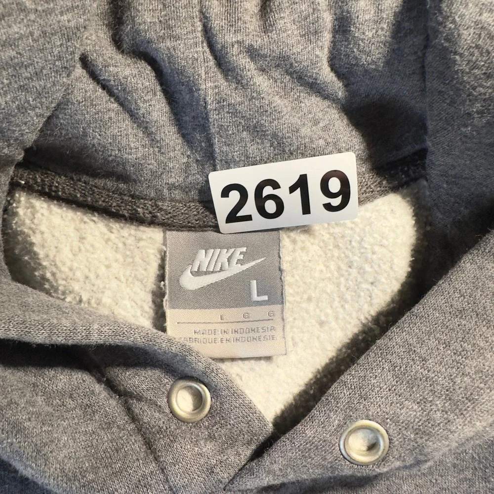 Vintage Nike Hoodie Mens‎ Large Grey Y2K Silver Tag Football Embroidered Logo