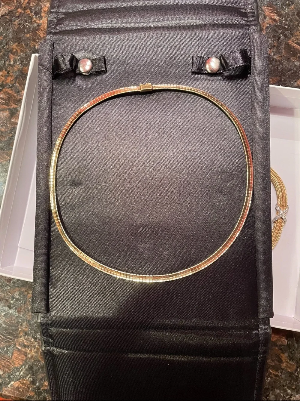 Vintage Estate Solid 14K Gold Omega Necklace