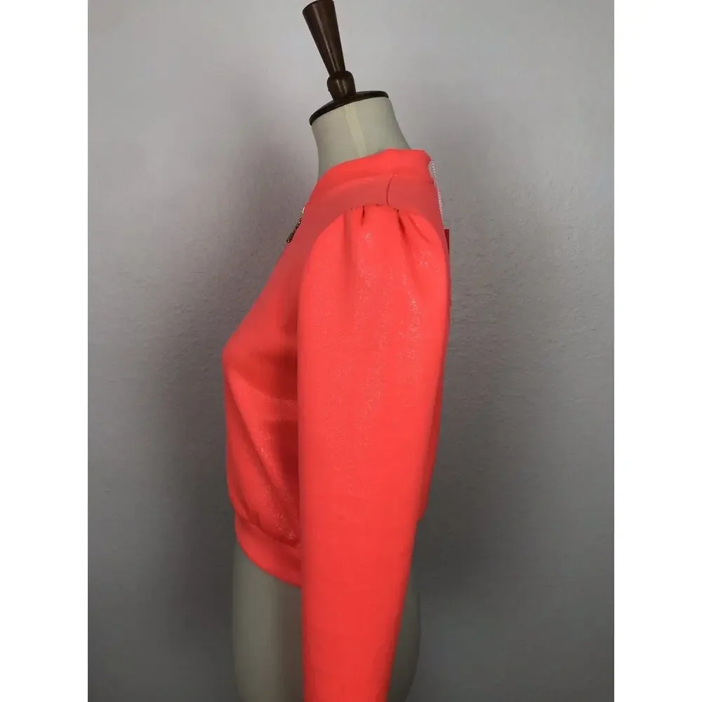 Patrizia Pepe Children Neoprene Jacket Neon Orange Metallic NWT