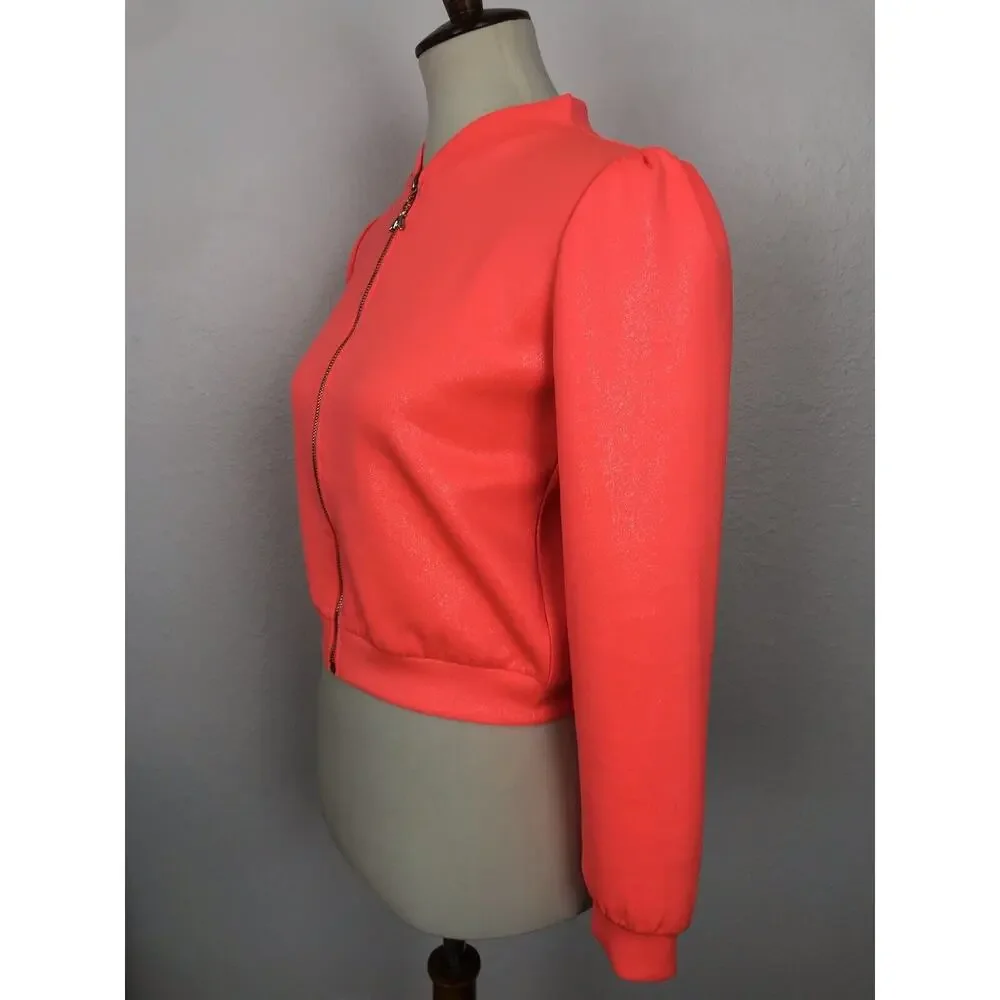 Patrizia Pepe Children Neoprene Jacket Neon Orange Metallic NWT
