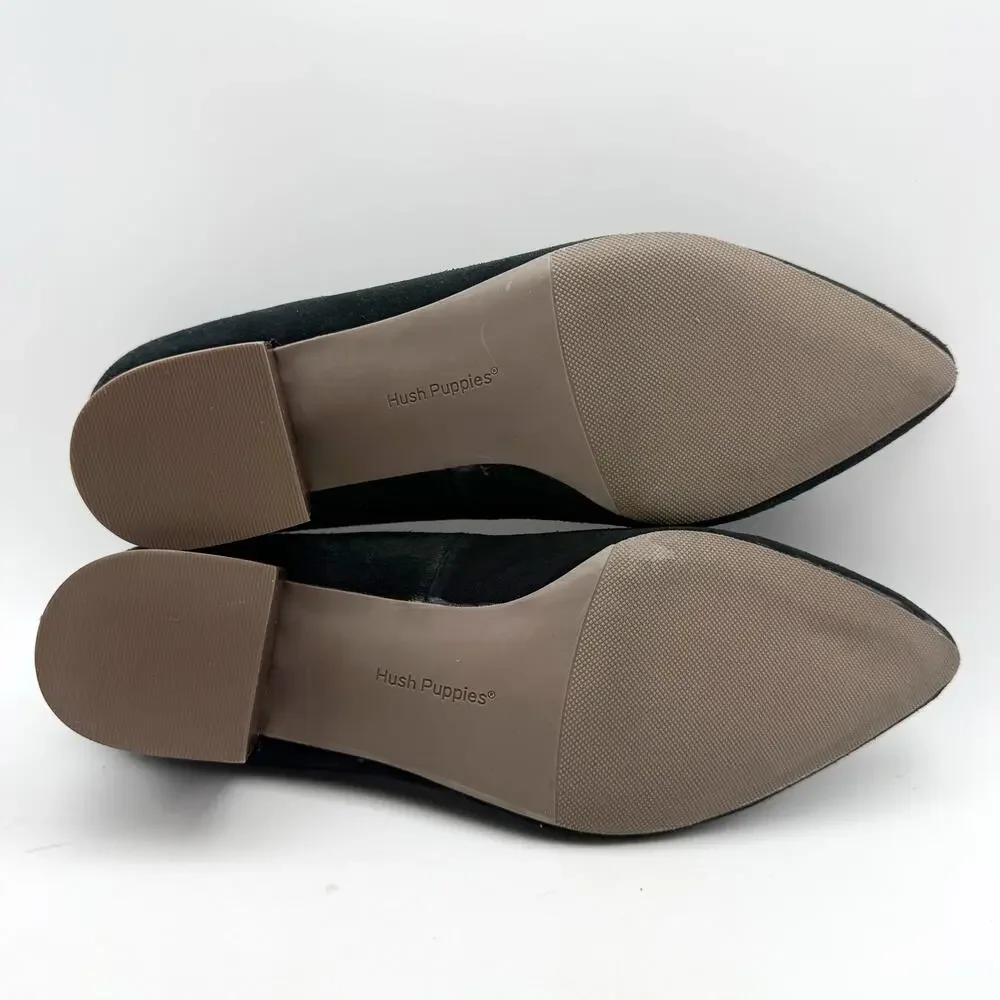 Hush Puppies Womens Sofie Pumps Size 11 EU 43 Black Nubuck Leather Slip On NWOB