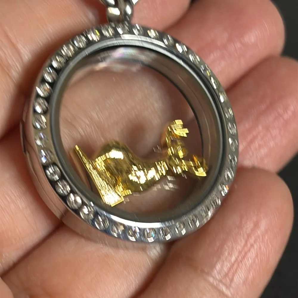 Toggle Chain Locket Rhinestone Charm Holder Necklace