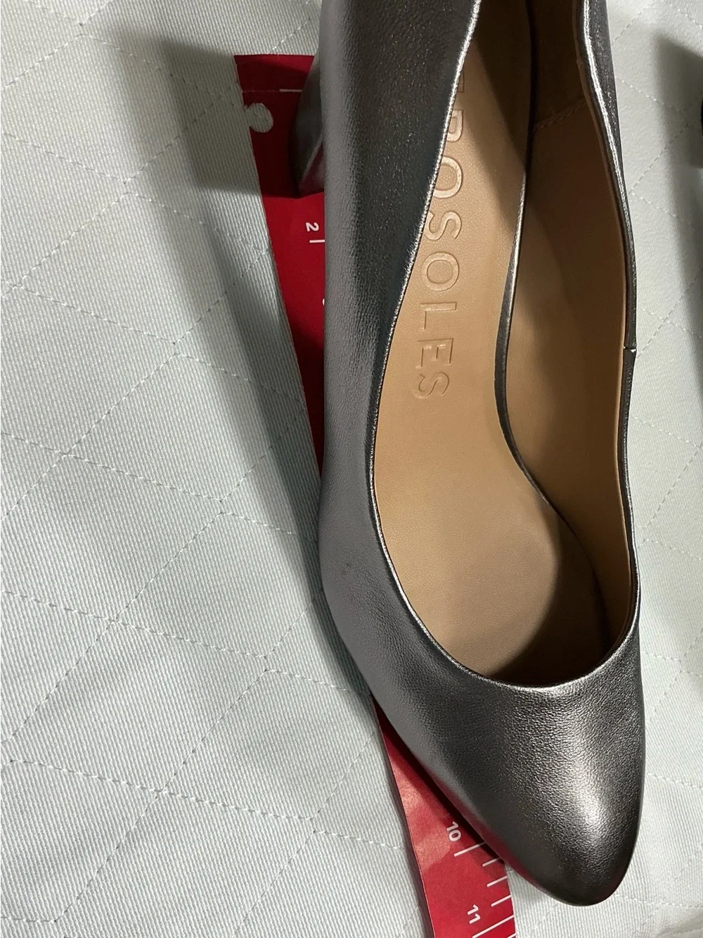 NWOB Aerosoles Betsy Gunmetal Metallic Leather Block Heel Pumps 12