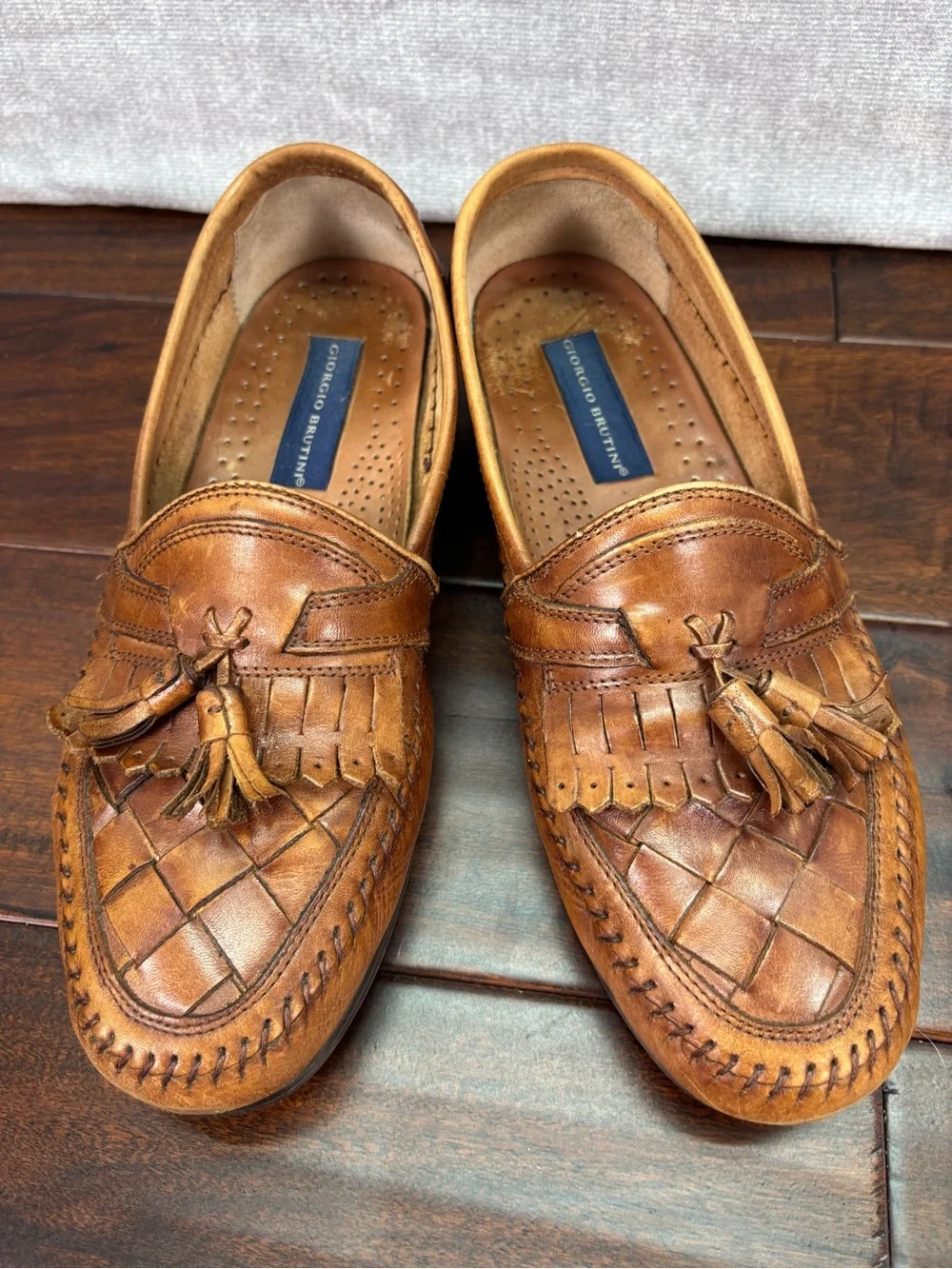 Giorgio Brutini Traveller Tan Leather Tassel Loafers 9 Slip on Boat Yacht Shoe