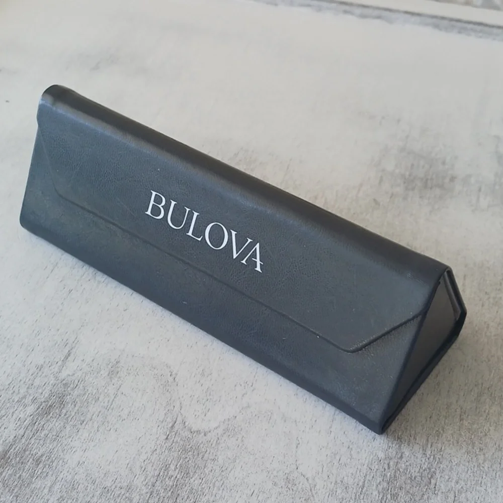 Bulova Original Dark Gray Sunglasses Eyeglass Foldable Triangle Case