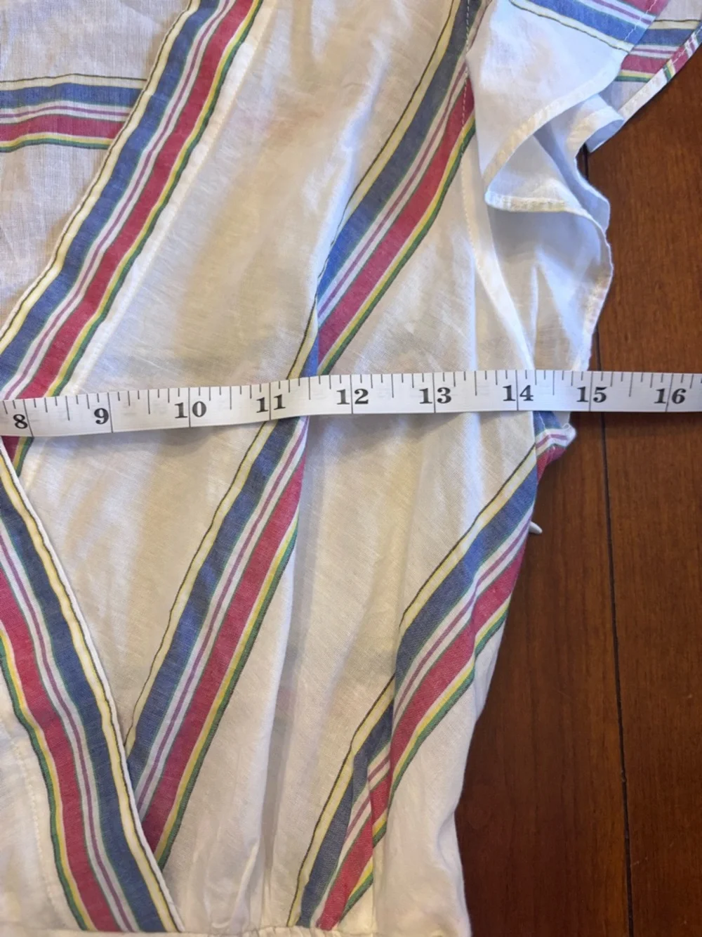 J. Crew Striped V-Neck Wrap Blouse Flutter Sleeve SZ 6 Coquette