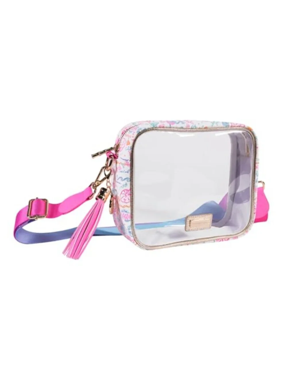 Clear Crossbody Bag with Adjustable Strap, Stadium Approved PVC Travel Purse