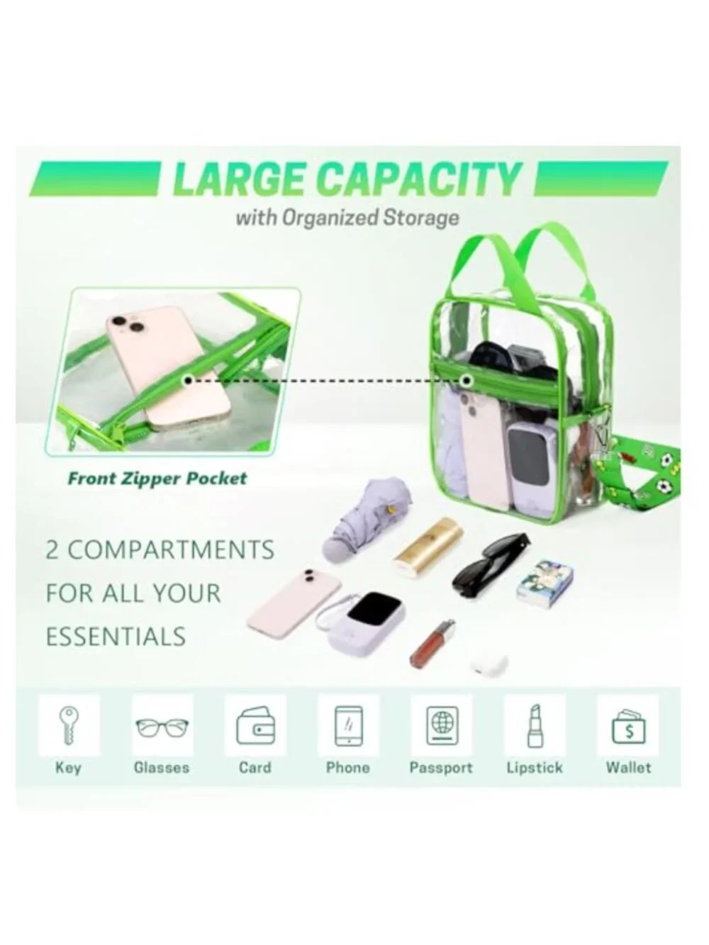 N/A clear crossbody
