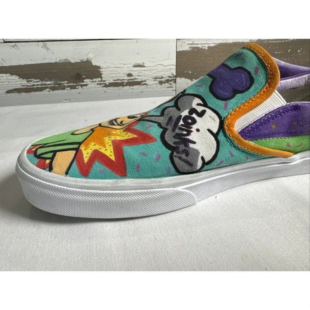 Custom Vans Slip-On Shoes Scooby Doo Shaggy‎ Signed Hand Painted Canvas 10.5