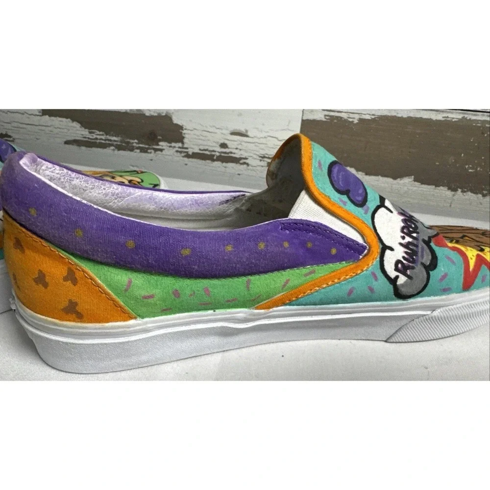 Custom Vans Slip-On Shoes Scooby Doo Shaggy‎ Signed Hand Painted Canvas 10.5