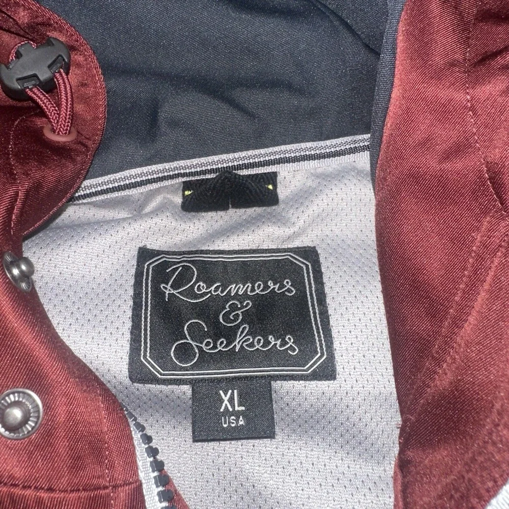 Roamers Seekers Full Zip Rain Jacket Wanderlust Men's XL Maroon EUC Lined Hooded