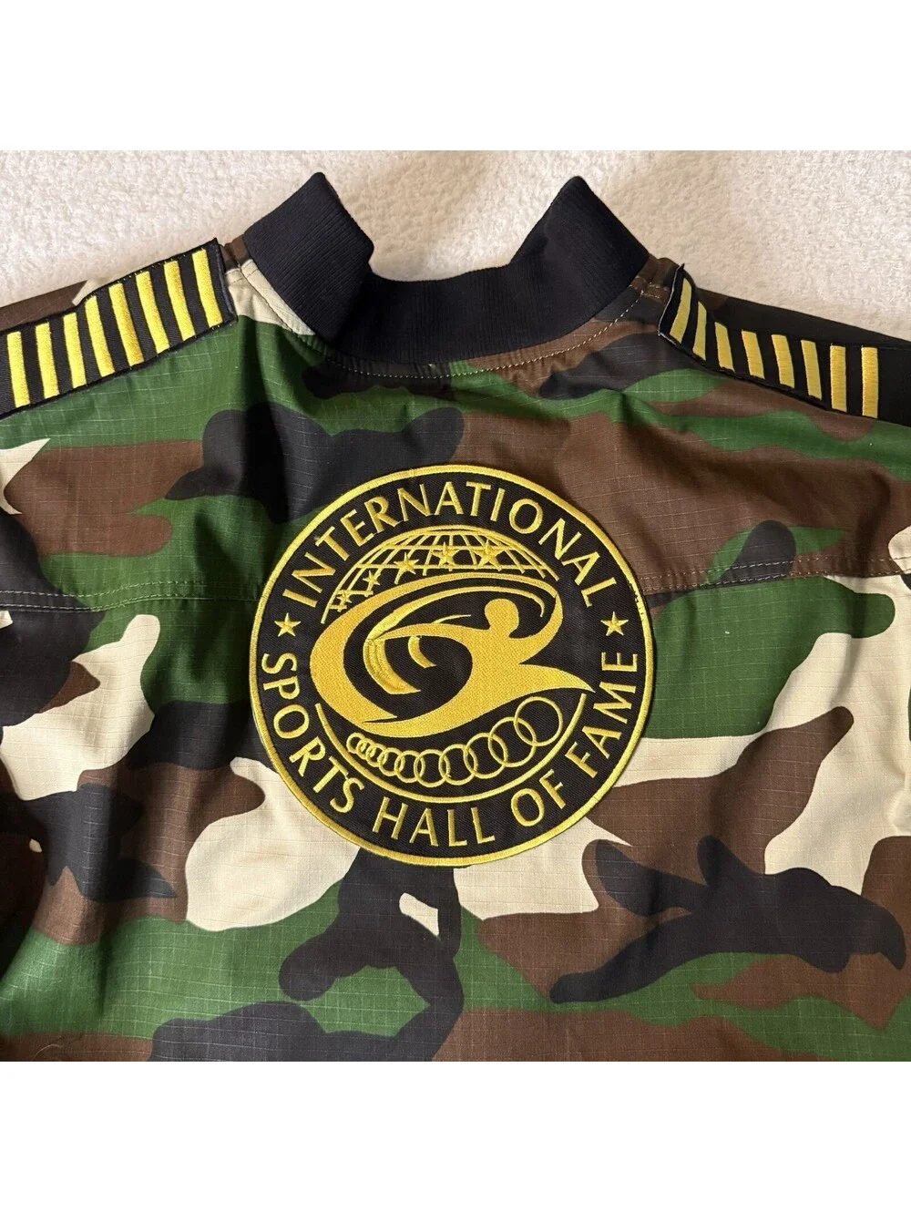 International Sports Hall Of Fame Camo Bomber Jacket XXL Custom DrRobert Graham
