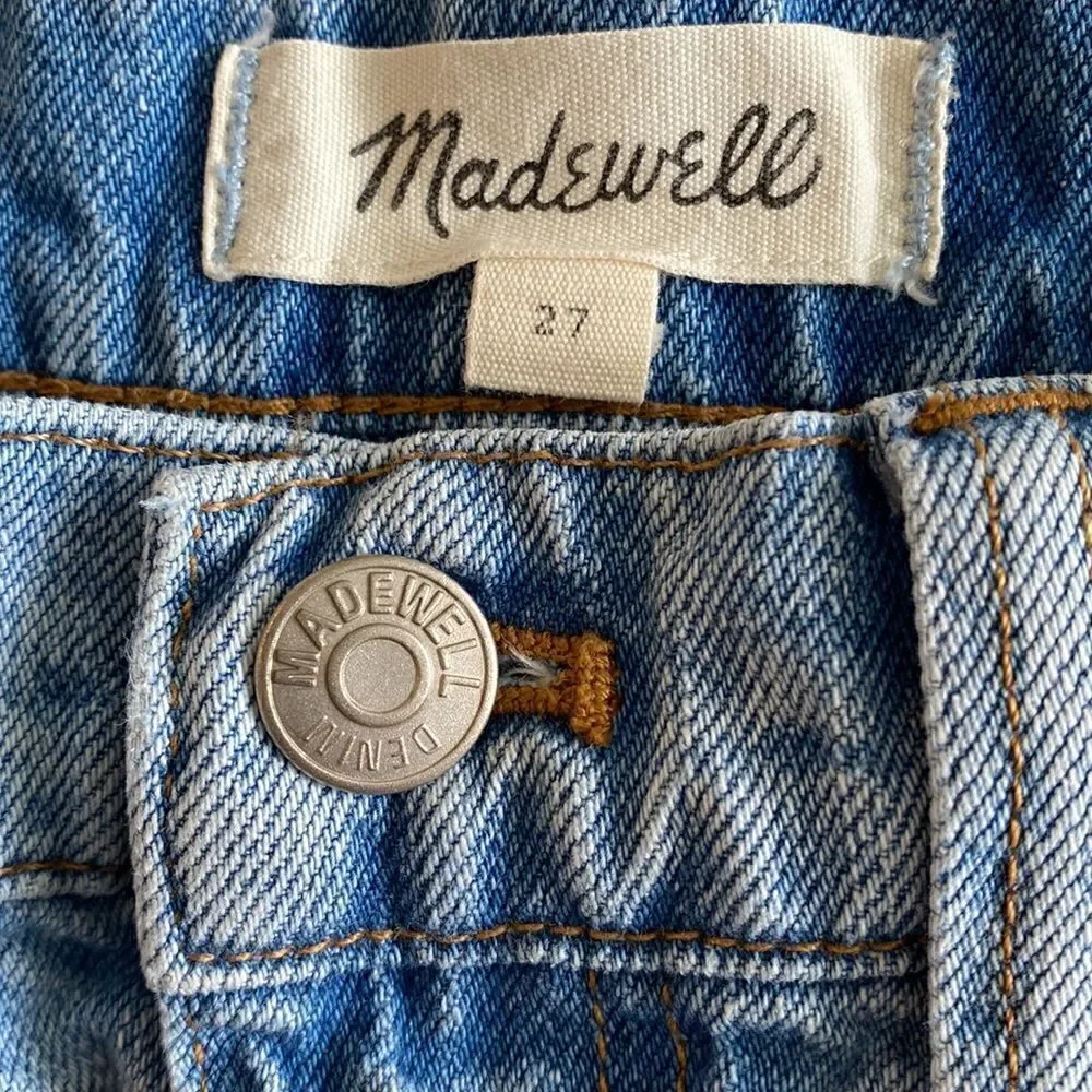 Madewell Rigid Denim A-Line Skirt Cut Out Edition Raw Hem Size 27
