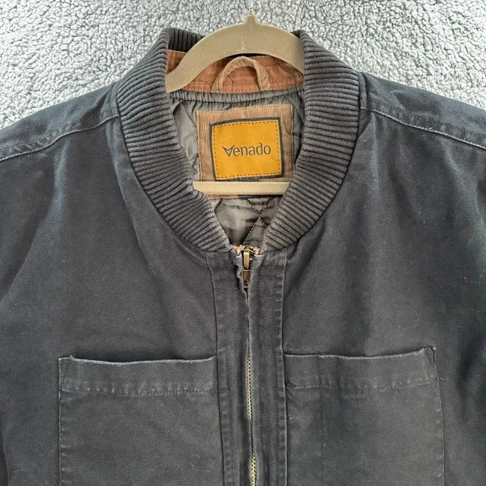 Venado Men's 2XL Concealed Carry Black Canvas Quilted Vest Full Zip Utility